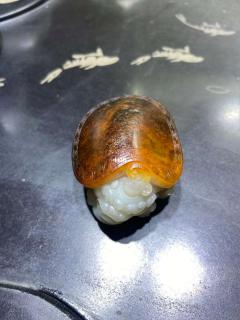 新疆和田玉青花籽料龙龟 手把件