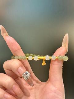 好运常伴💫黄金竹叶和田玉手串