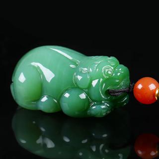 新疆和田玉吊坠玉石玉器男款皮休男女含挂件 小貔貅碧玉