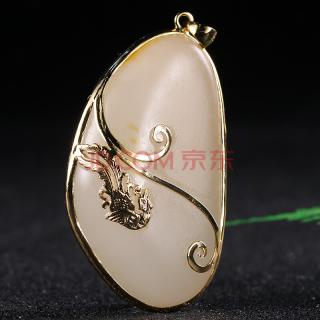 和田玉白玉 天然好型 特色包金【金镶玉原石】挂件 23.9克 博润玉器