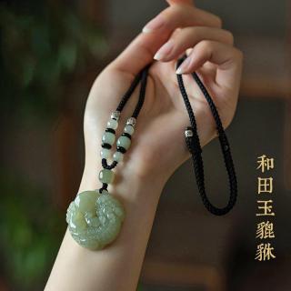 厂家直销天然保真和田玉貔貅吊坠男女款玉石坠高档玉佩毛衣链挂坠